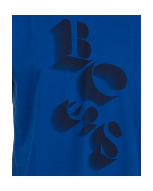 Boss Blue Round Collar Logo T-Shirt for men