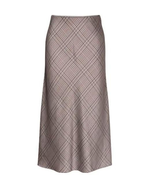 Vince Brown Plaid Satin Slip Skirt