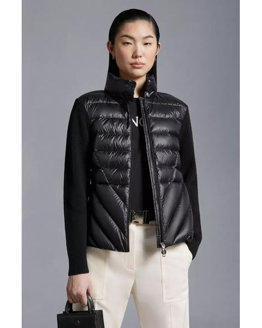 Moncler Black Padded Wool Cardigan