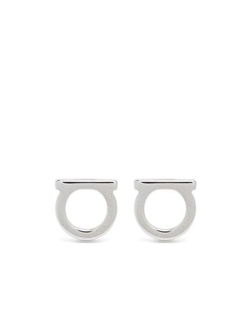 Ferragamo White Ferragamo Gancini Stud Earrings