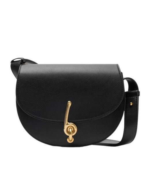 Burberry Black Small Bridle Foldover-Top Crossbody Bag