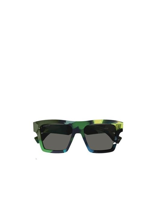 Gucci Green Eyewear Rectangular Acetate Sunglasses for men