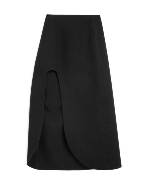 Jil Sander Black Wool Sablé Skirt