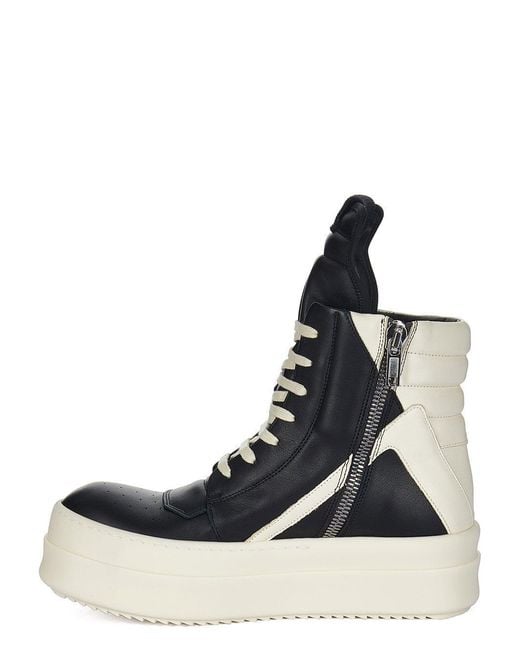 Rick Owens Blue Geobasket Leather Sneakers
