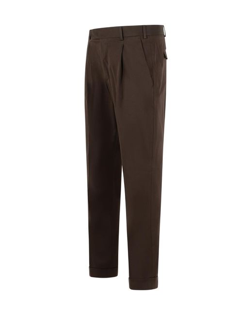 PT01 Brown Pt Torino Rebel Pleated Cuffed Pants for men