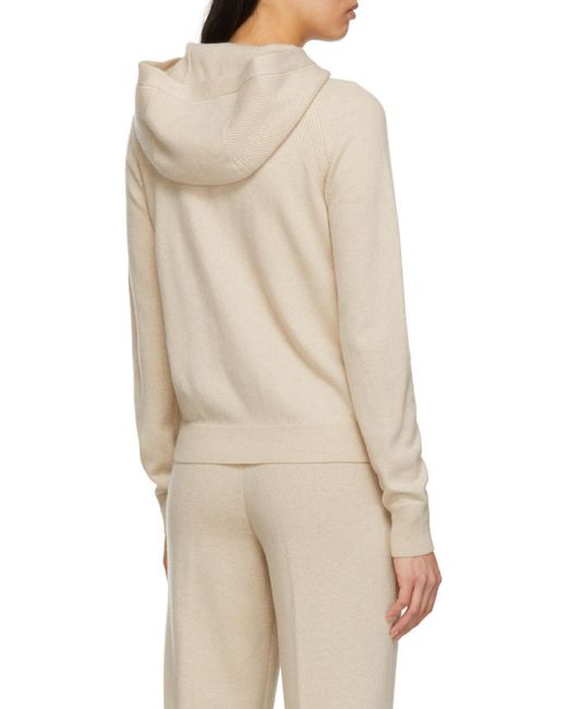 Loro Piana Natural Zip-Up Hooded Knitted Cardigan