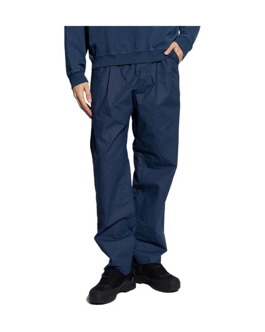 Stone Island Blue Mid-Rise Tapered Trousers for men