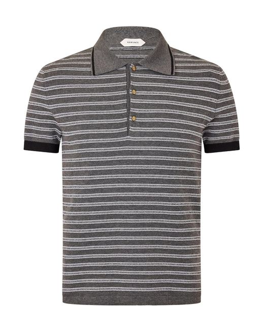 Versace Gray Striped Polo Shirt for men