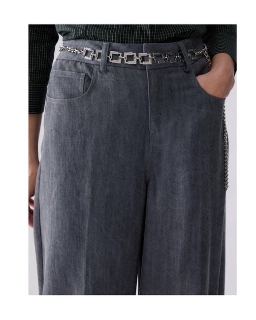 Liu Jo Gray Flare Pants With Belt