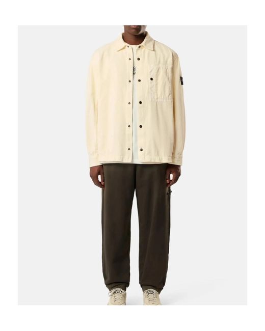 Stone Island Natural Snap-Button Shirt Jacket With Chest Pockets for men