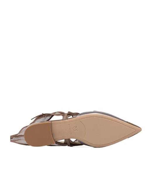 Pinko Brown Bow Pointed Toe Slingback Pumps
