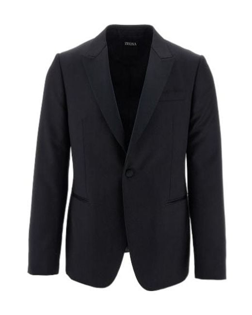 Zegna Black Long-Sleeved Casual Jacket for men