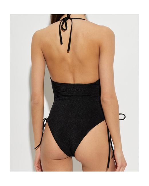 Balmain Black Side-Tie One-Piece Beachwear