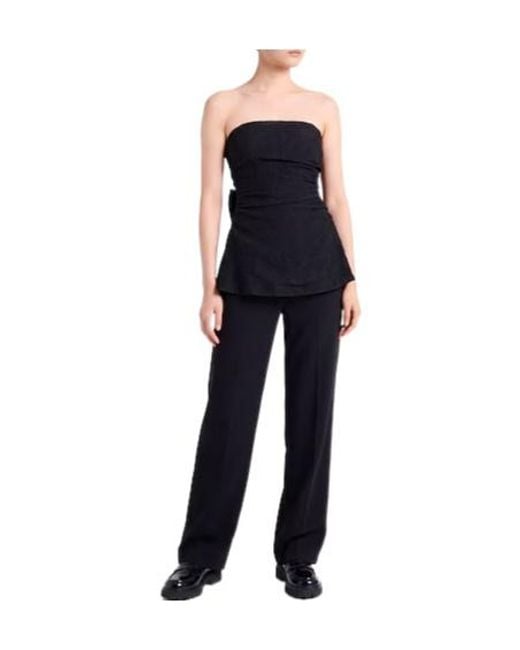 Ganni Black Solid Color Cami Top