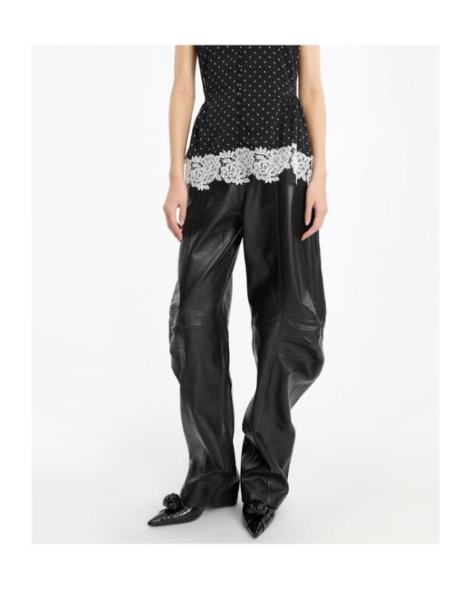 ROTATE BIRGER CHRISTENSEN Black High-Waist Leather Pants