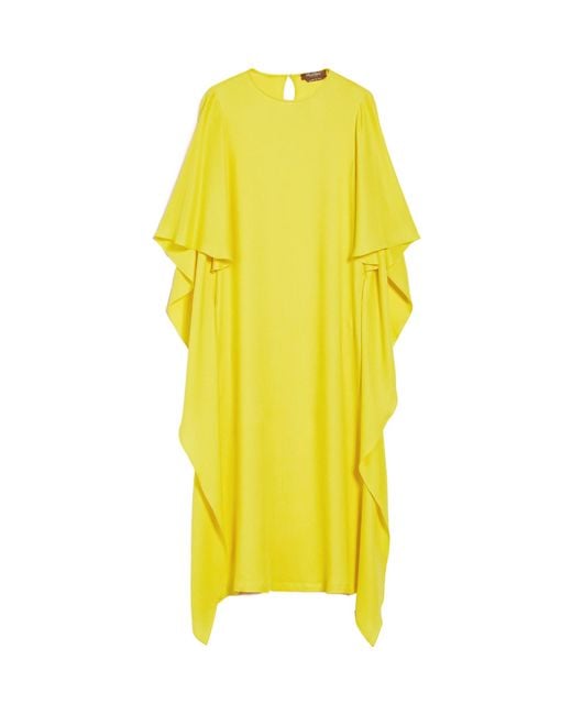 Max Mara Yellow Batwing-Sleeves Midi Dress