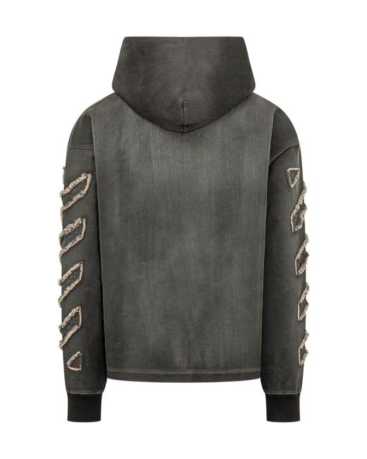 Off-White c/o Virgil Abloh Black Frayed Detailed Drawstring Hoodie for men