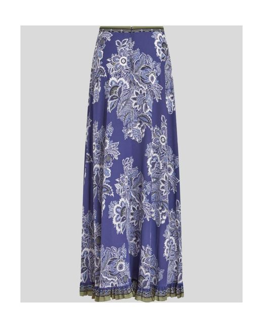 Etro Blue Floral Printed Maxi Skirt