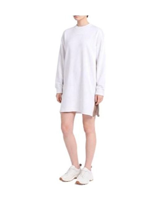 Burberry White Solid-Color Long-Sleeved Dress