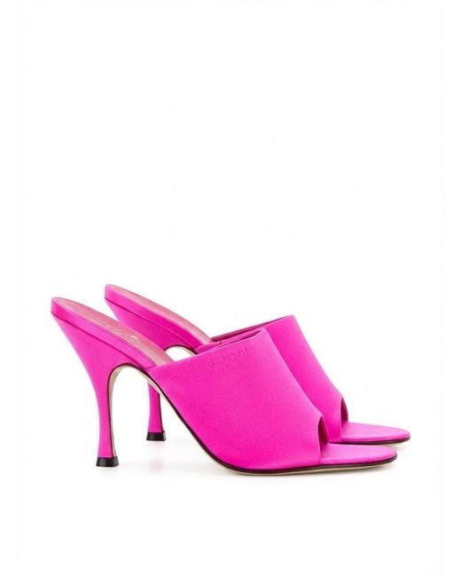 Gucci Pink High Heel Slide Sandals