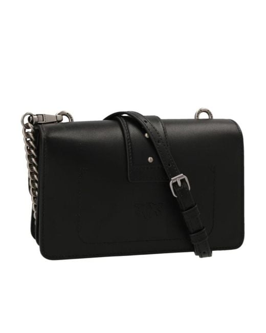 Pinko Black Love One Logo Plaque Mini Crossbody Bag