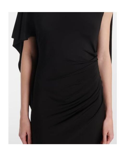 Stella McCartney Black Caped Ruched Gown