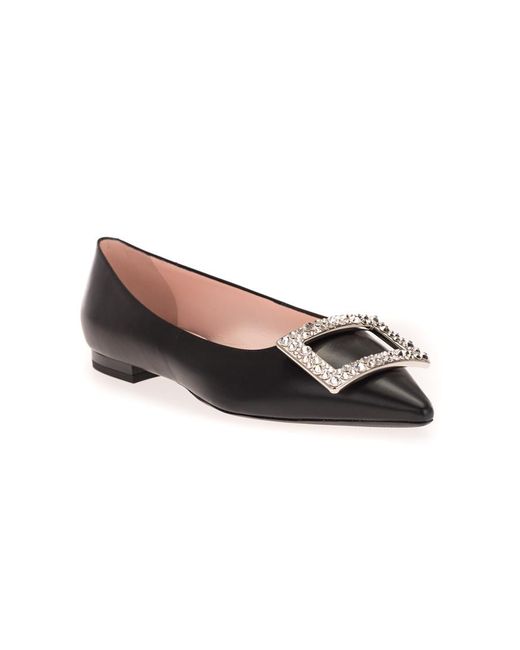 Roger Vivier Brown Rhinestone Decorative Flats