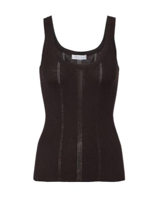 Gabriela Hearst Black Pointelle Wool Tank Top