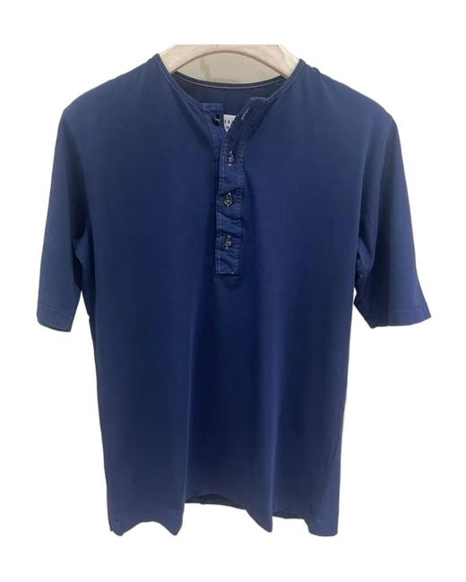 Maison Margiela Blue Button Short-Sleeve T-Shirt