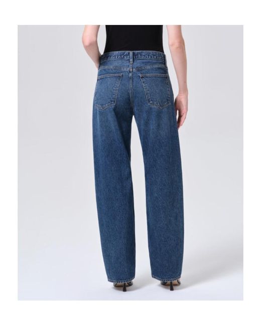 Agolde Blue High-Rise Wide-Leg Jeans