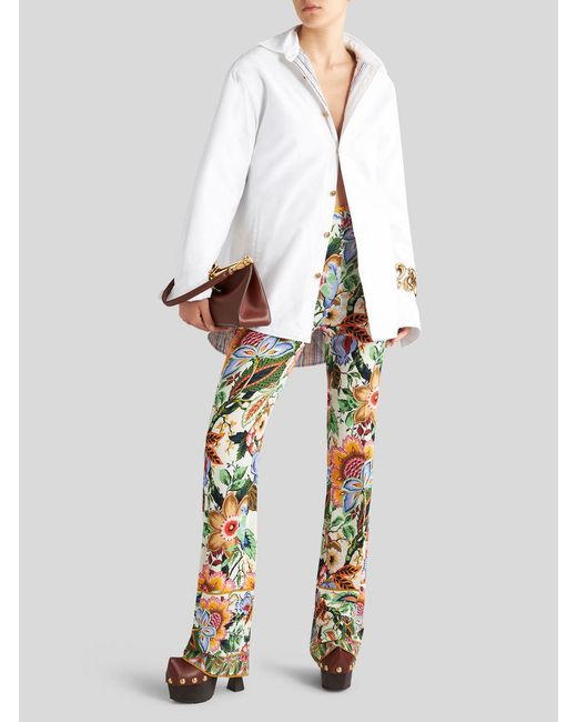 Etro Metallic High-Waist Floral-Printed Straight-Leg Trousers