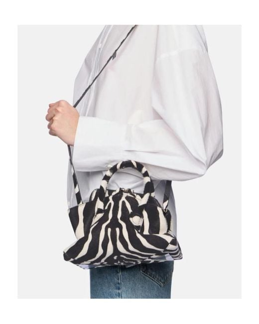 The Attico Black The La Passeggiata Zebra Printed Mini Tote Bag