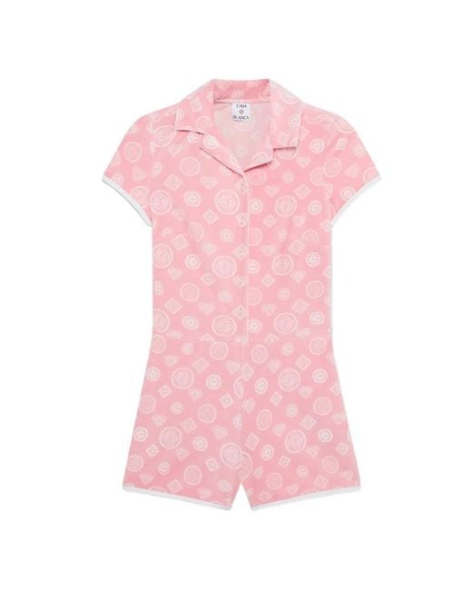 Casablanca Pink Patterned Collared Playsuit