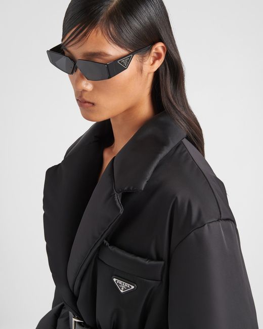 Prada Black Belted Logo-Detailed Puffer Jacket
