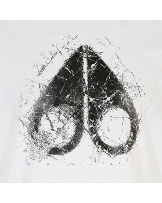 Moose Knuckles White Logo Printed Crewneck T-Shirt for men