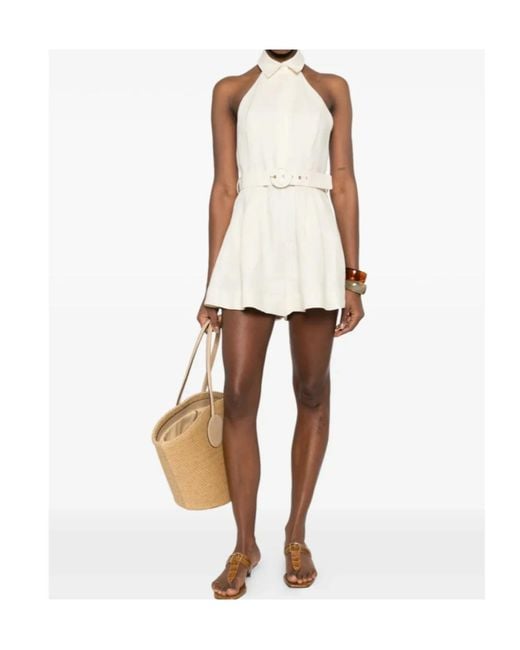 Zimmermann White Belted Collar Playsuit
