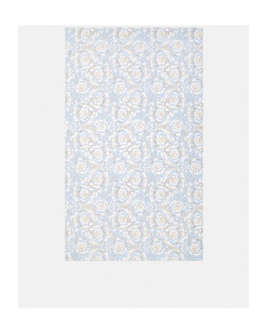 Versace White Barocco-Print Cotton Bath Towel for men