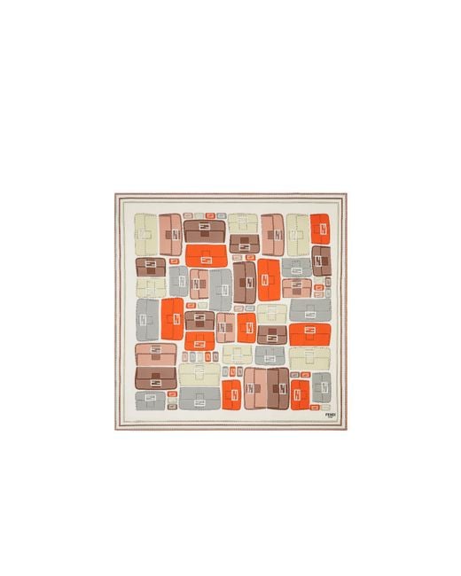 Fendi White Baguette Graphic Printed Scarf