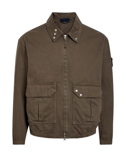 Stone Island Brown Patch Pocket Denim Bomber Jacket for men