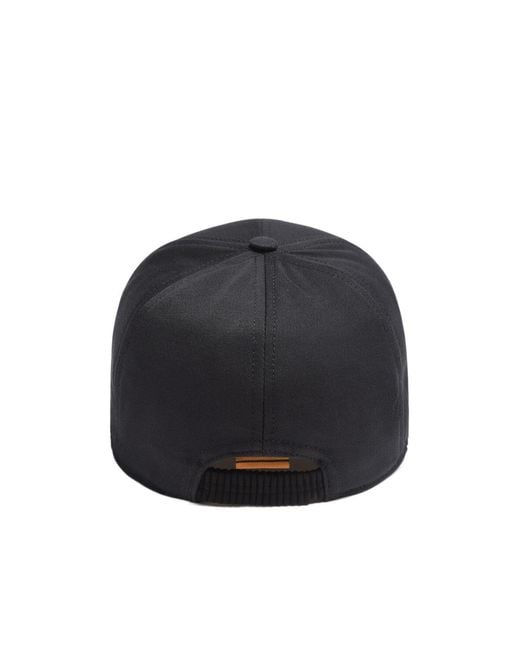 Zegna Black Embossed-Logo Baseball Cap for men
