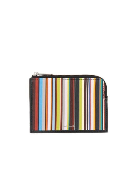 Paul Smith White Signature Stripe Zip-Up Wallet for men