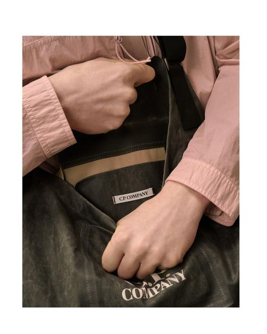 C P Company Black Flap Messenger Bag for men