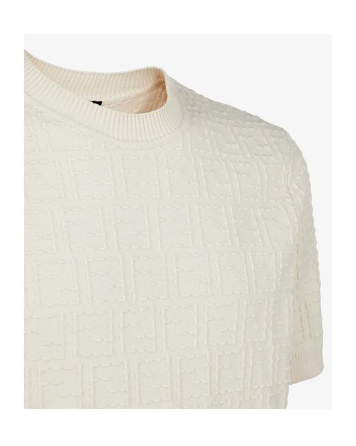 Fendi White Ff Selleria Crewneck Pullover for men
