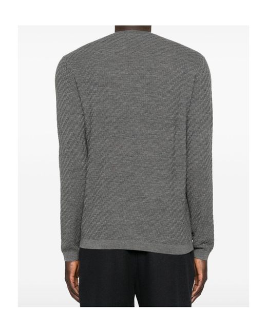 Emporio Armani Gray Wool Crewneck Sweater for men