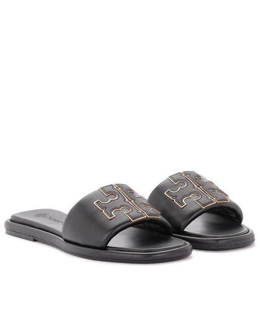 Tory Burch White Double T Sport Slides