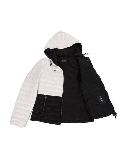 Armani Jeans White Color Matching Design Quilted Down Jacket