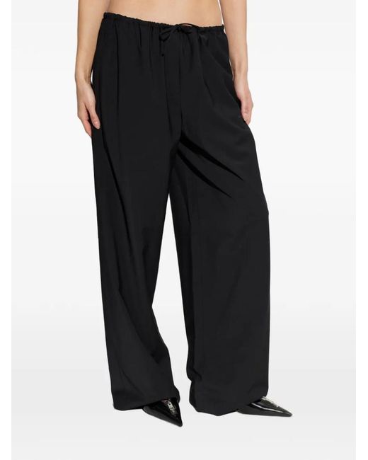 Alexander Wang Black Drawstring-Fastening Logo-Detail Trousers
