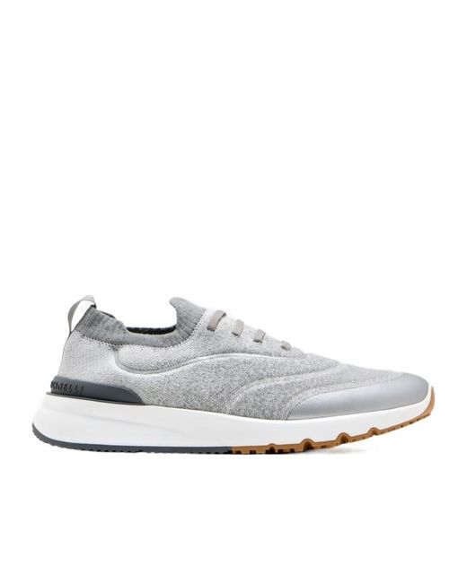 Brunello Cucinelli White Round Toe Sneakers for men