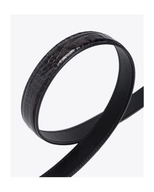 Pinko White Galleria Thin 2Cm Croc-Print Belt With Love Birds Buckle