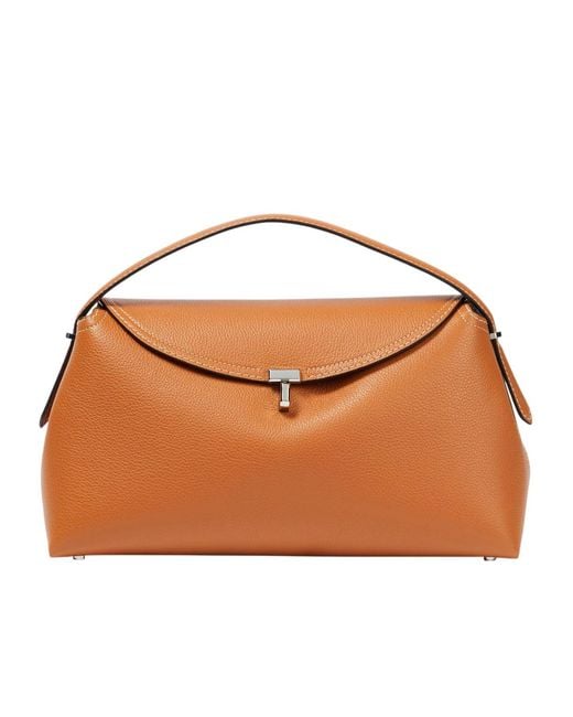 Totême  Brown T-Lock Medium Leather Tote Bag